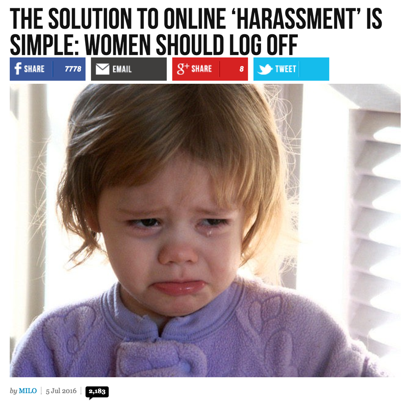 Titular: “La solución al acoso por Internet es sencilla: las mujeres deberían desconectarse”